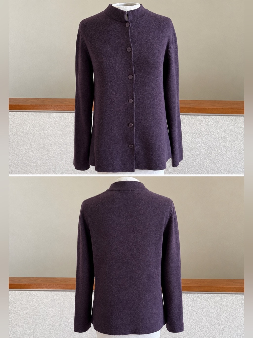 Eileen Fisher merino wool purple  Knit cardigan sweater size small - Picture 2 of 10